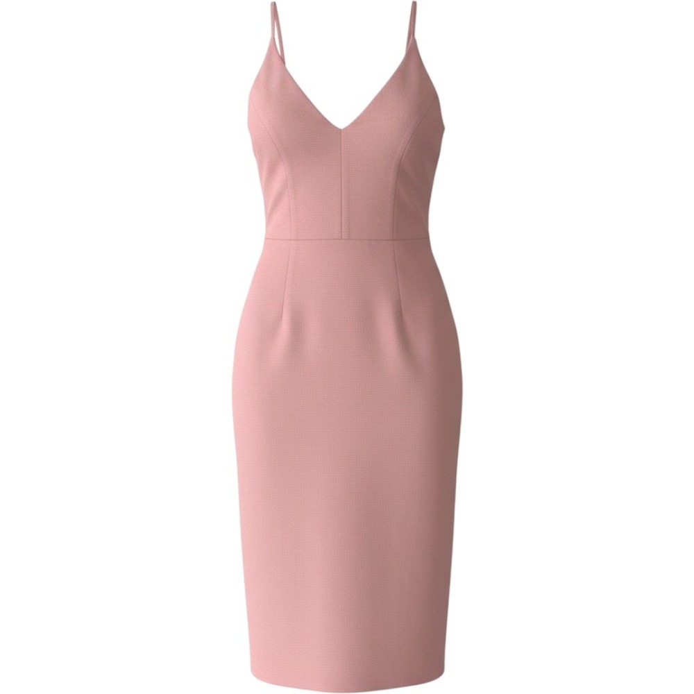 Dress The Population Lyla Blush Pink V-Neck Midi Dress Womens Large L 1537